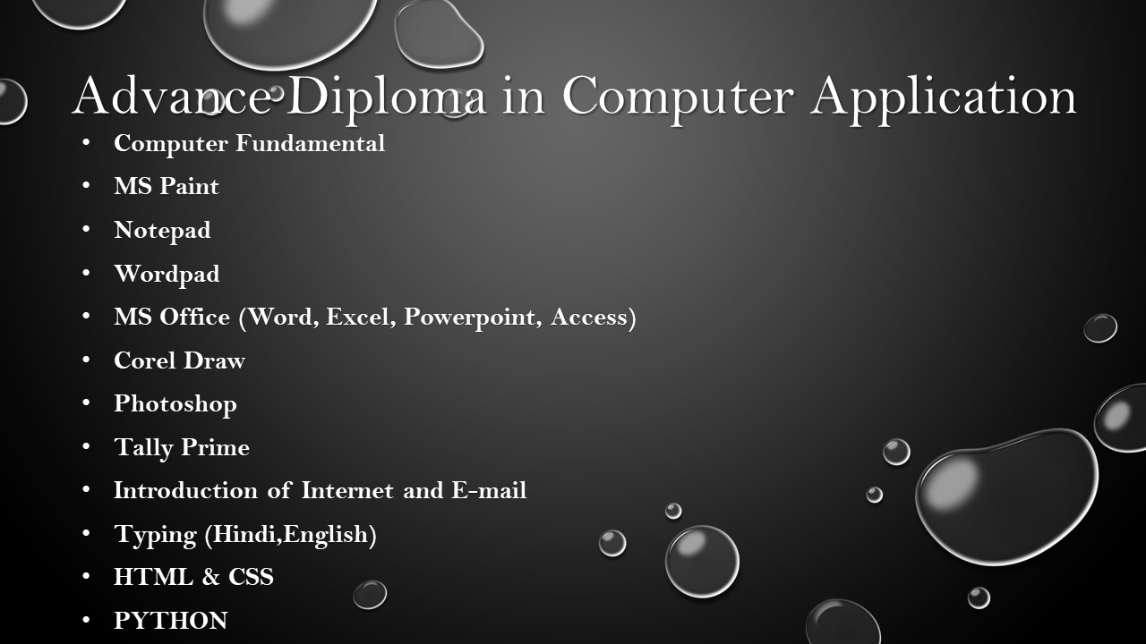 ADVANCE DIPLOMA IN COMPUTER APPLICATION